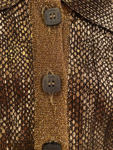 Vintage Chanel 01C 2001 Cruise Resort Sleeveless Gold Metallic Collar Polo Top Blouse FR 44