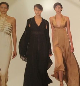Frisky Chanel 2003 03P Spring Vintage Beige Sequin Halter Backless Long Chiffon Silk gown FR 38 US 4