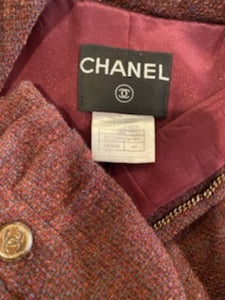 Vintage Chanel 98A, 1998 Fall Maroon Jacket FR 40 US 6/8