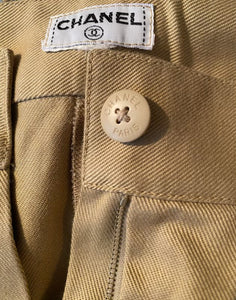 Vintage Chanel Cropped High Waist Khaki Pants US 4/6