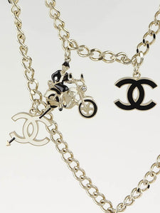Chanel 10P 2010 Spring Coco Motorcycle Hearts Gold Chain Link Layered Belt/Necklace