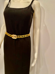 Vintage Chanel 98P, 1998 Spring black maxi long dress FR 40