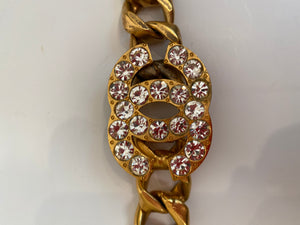 RARE Collectable 95P 1995 Spring Chanel vintage belt gold chain crystal CC
