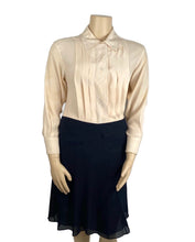 Load image into Gallery viewer, NWT Chanel 06C 2006 Cruise Navy Blue Silk Chiffon Skirt FR 46 US 14/16