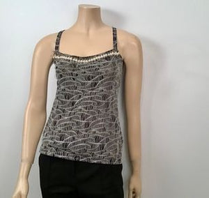 Chanel 05A 2005 Fall pearl trim Lace overlay Black Tank Top