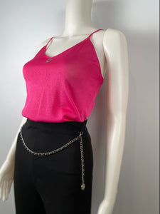 NWT New with Tags Chanel vintage 00T cruise Resort Bright Pink Spaghetti Strap knit Tank Top Cami FR 38 US 2/4
