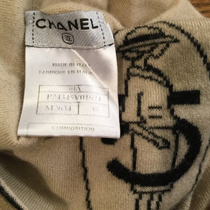 Chanel 04A Fall Light Brown Beige Turtle Neck Coco Cashmere Sweater FR 38 US 4/6