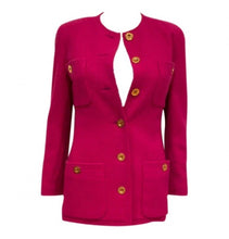 Load image into Gallery viewer, 80’s/90’s Vintage Chanel Bright Pink Boucle Wool Long Jacket FR 36