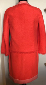 Chanel 08C Resort Cruise Coral Fringe Dress Jacket Tweed Sequin Set FR 42 US 8/10