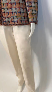 1997 E97, Chanel Vintage White Cotton Pants -lace up ankles-FR 44 US 8/10