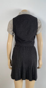 1990’s Chanel Vintage 2 piece outfit Gray short pleated skirt with matching vest sz 4