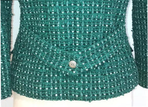 Chanel 06C Cruise Resort Green Tweed wool knit Jacket Blazer FR 38 US 6