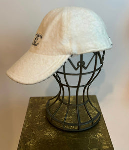 Chanel White CC Terry Cloth Cotton Baseball Cap Hat Size Medium