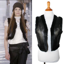 Load image into Gallery viewer, Chanel 05A 2005 Autumn Fall Leather Fur lined &amp; Trimmed Cropped Short Vest FR 40 US 4/6/8