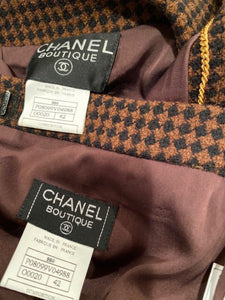 Chanel 96A 1996 Fall Chanel Vintage Brown Belted Skirt Suit Set FR 42