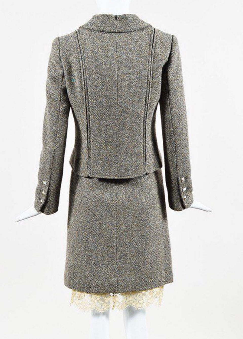 Chanel Vintage 03A, 2003 Fall Autumn Brown Tweed Lace Jacket