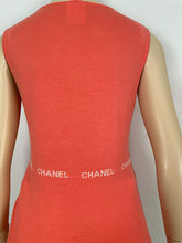 Load image into Gallery viewer, Chanel 04P, 2004 Spring Salmon/Orange Sleeveless sweater “Chanel&quot; 8 times in design FR 42 US 8