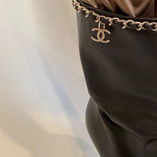 Load image into Gallery viewer, Chanel Black Leather Mid Length Calf CC Chain Logo Boots EU 39.5 US 8.5/9