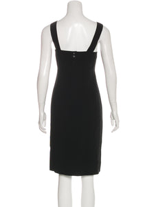 96P, 1996 Spring Vintage Chanel Black wool cocktail Dress FR 44