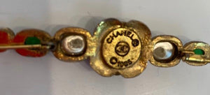 1985 Chanel Vintage Pearl Crystal Multicolor Gripoix Stone Brooch Pin