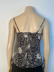 Vintage Chanel 02A, 2002 Fall Silk with Pearl trim CC logo Camisole Blouse Top FR 40