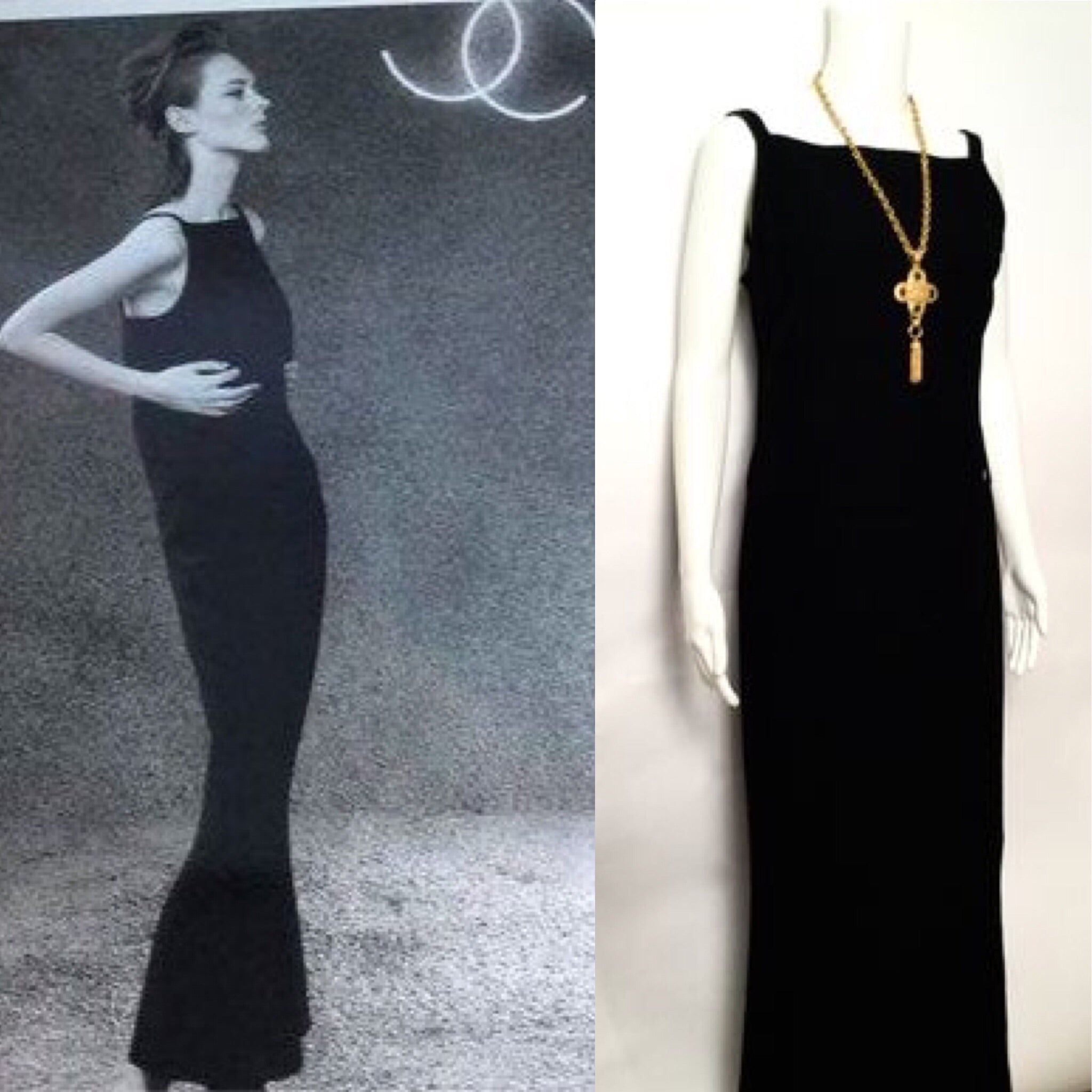 Chanel Vintage 04A, 2004 Fall long black maxi sleeveless wool gown dre –  HelensChanel
