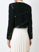 Load image into Gallery viewer, Chanel 2003 Fall 03A black Cropped Boucle Tweed Jacket FR 48 US 10/12