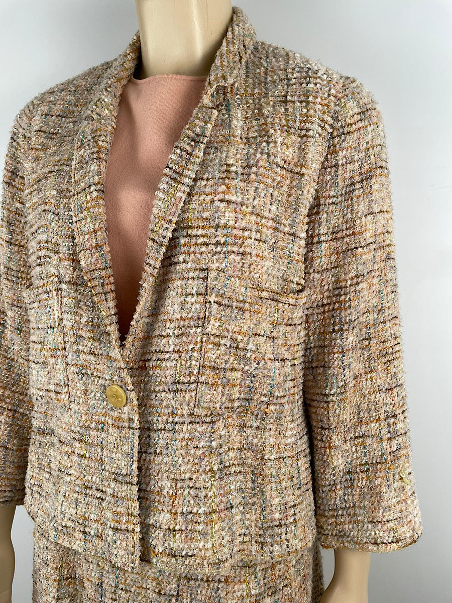 Chanel Gold & Multicolor Tweed Dress Suit Set 60CHW-076