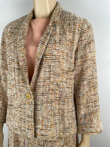Vintage Chanel Tweed Multicolor Suit Jacket Set US 12