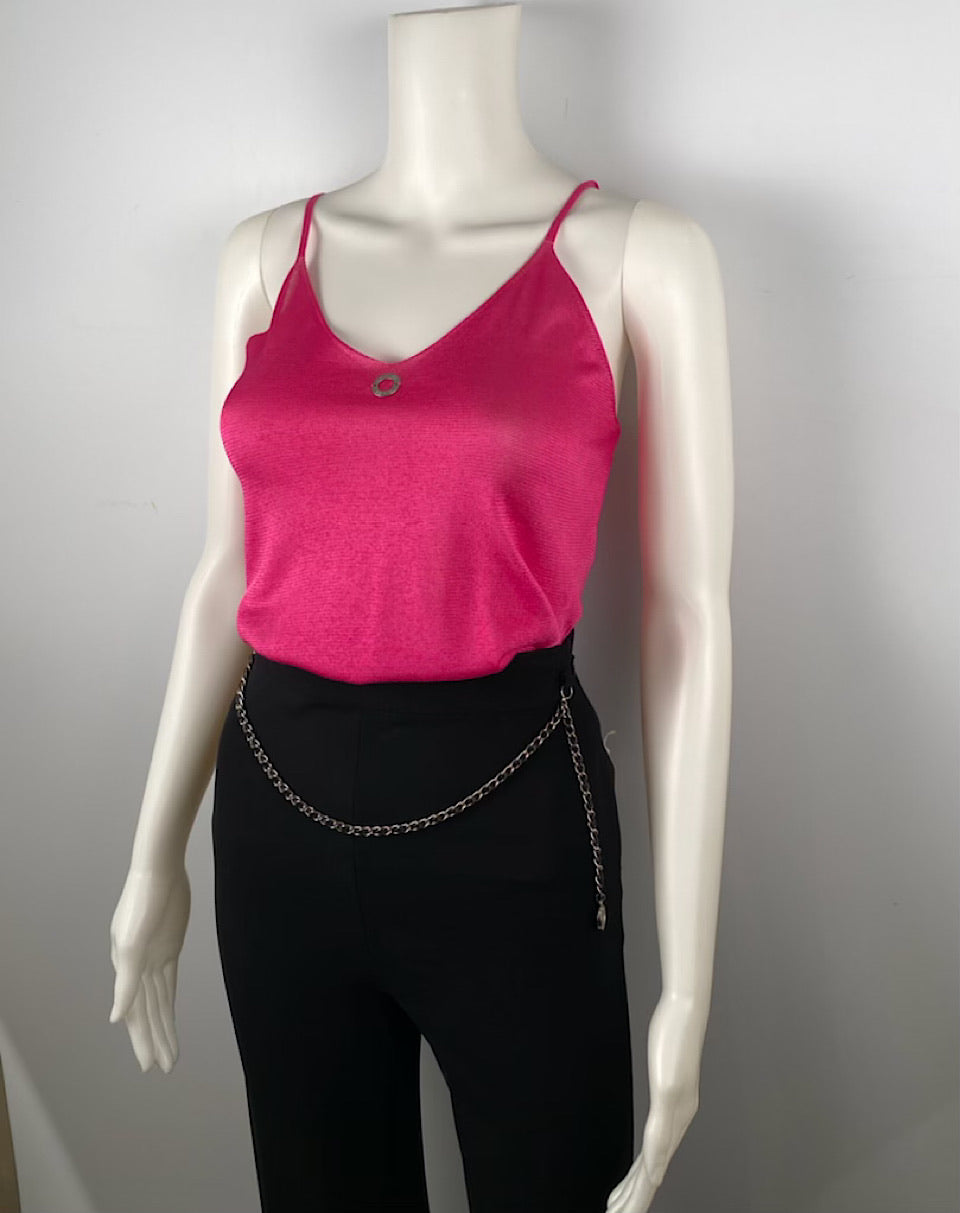 HelensChanel Nwt New with Tags Chanel Vintage 00T Cruise Resort Bright Pink Spaghetti Strap Knit Tank Top Cami FR 38 US 2/4