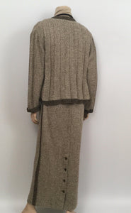 Chanel Vintage 98A, 1998 Fall Tweed Pleated Beige Taupe Jacket Maxi Skirt Set US 4/6