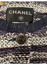 Load image into Gallery viewer, Chanel 2013 Blue White Striped Tweed Jacket US 10/12