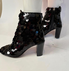 Chanel Black Sequin embellished ankle Boots Booties EU 37 US 6/6.5