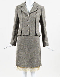 Chanel Vintage 03A, 2003 Fall Autumn Brown Tweed Lace Jacket Blazer Sk –  HelensChanel