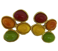 Load image into Gallery viewer, 93P Vintage Chanel Gripoix multicolor Clip on oversized earrings