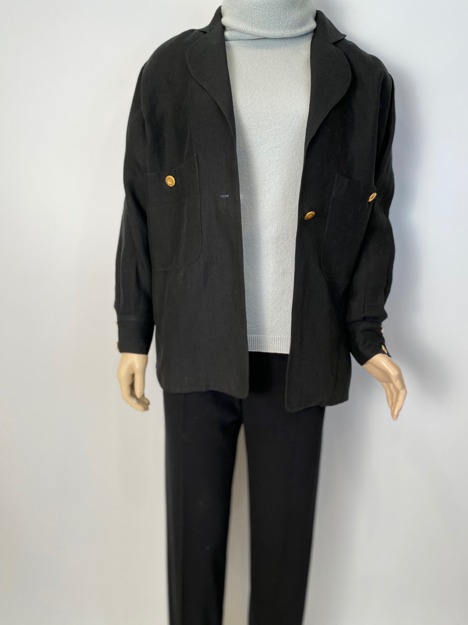 HelensChanel Chanel Vintage 80’s/90’s Black Linen Jacket US 4/6/8/10