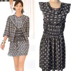 Chanel White Floral Logo Silk Dress