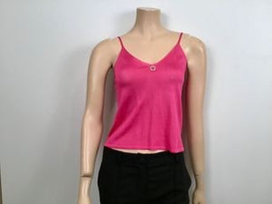 NWT New with Tags Chanel vintage 00T cruise Resort Bright Pink Spaghetti Strap knit Tank Top Cami FR 38 US 2/4