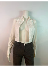 Load image into Gallery viewer, Chanel Vintage White Cotton Pleated Button Down Shirt Top Blouse Size 2