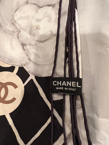 Chanel 2019 Large Silk CC Camellias Scarf