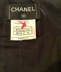 Vintage Chanel 01A, 2001 Fall Brown Pinstripe pant trouser wool cashmere US 10/12