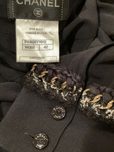 Load image into Gallery viewer, Chanel 11A, 2011 Fall black Blouse top w chain tweed trim FR 42 US 8