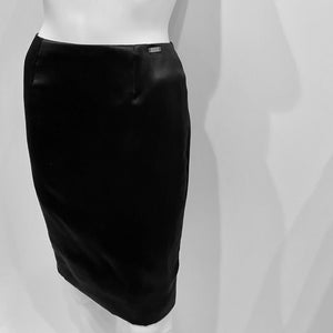 Vintage Chanel 99A, 1999 Fall Satin Black Pencil Skirt FR 36 US 2/4