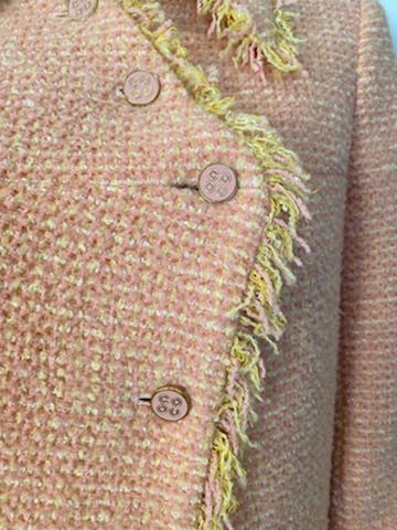 HelensChanel Vintage Chanel 01A, 2001 Fall Tweed Pink with Light Yellow Jacket FR 44/46