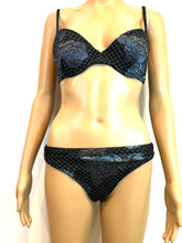 Load image into Gallery viewer, Chanel 17C 2017 Cruise Resort Paris-Cuba Blue Metallic and Black Bikini 2 Pc Swim Suit FR 38 US 4/6
