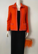 Load image into Gallery viewer, Rare Chanel Orange Crystal CC Ostrich Feather Purse Clutch Handbag