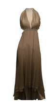 Load image into Gallery viewer, Frisky Chanel 2003 03P Spring Vintage Beige Sequin Halter Backless Long Chiffon Silk gown FR 38 US 4
