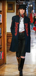 Rare Hard to Find Chanel 15A 2015 Pre-Fall Paris-Salzburg Navy Red Coat FR 40 US 4/6