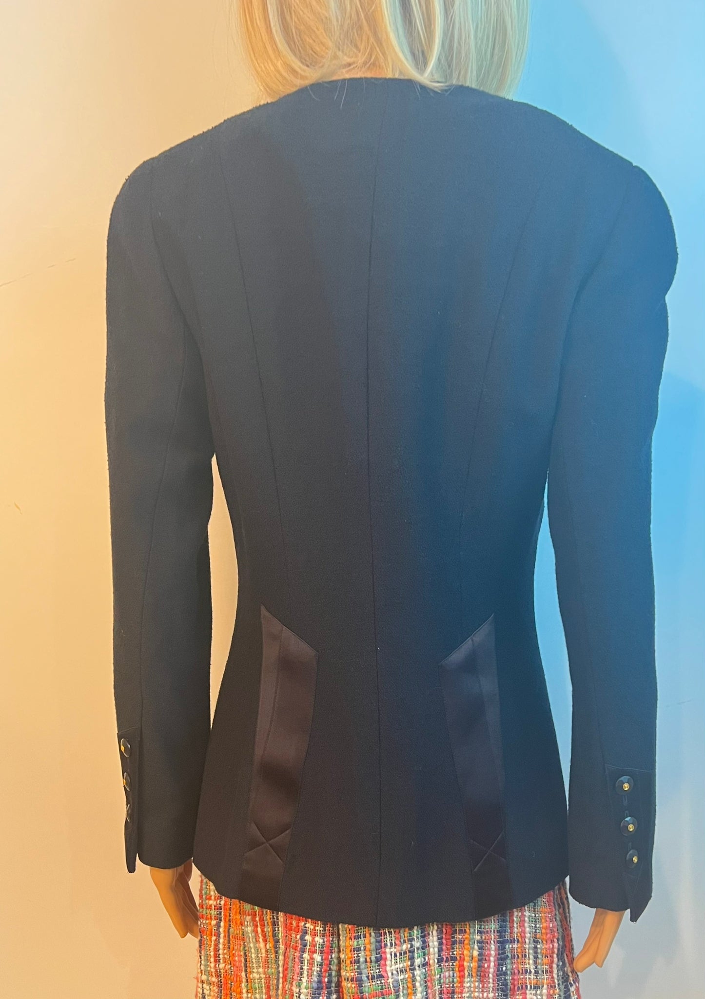 HelensChanel Rare Vintage Chanel 94P, 1994 Spring Runway Black Jacket Blazer FR 42 US 6/8