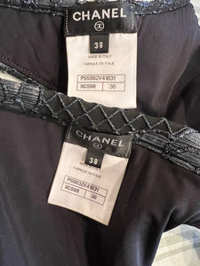 Chanel 17C 2017 Cruise Resort Paris-Cuba Blue Metallic and Black Bikini 2 Pc Swim Suit FR 38 US 4/6